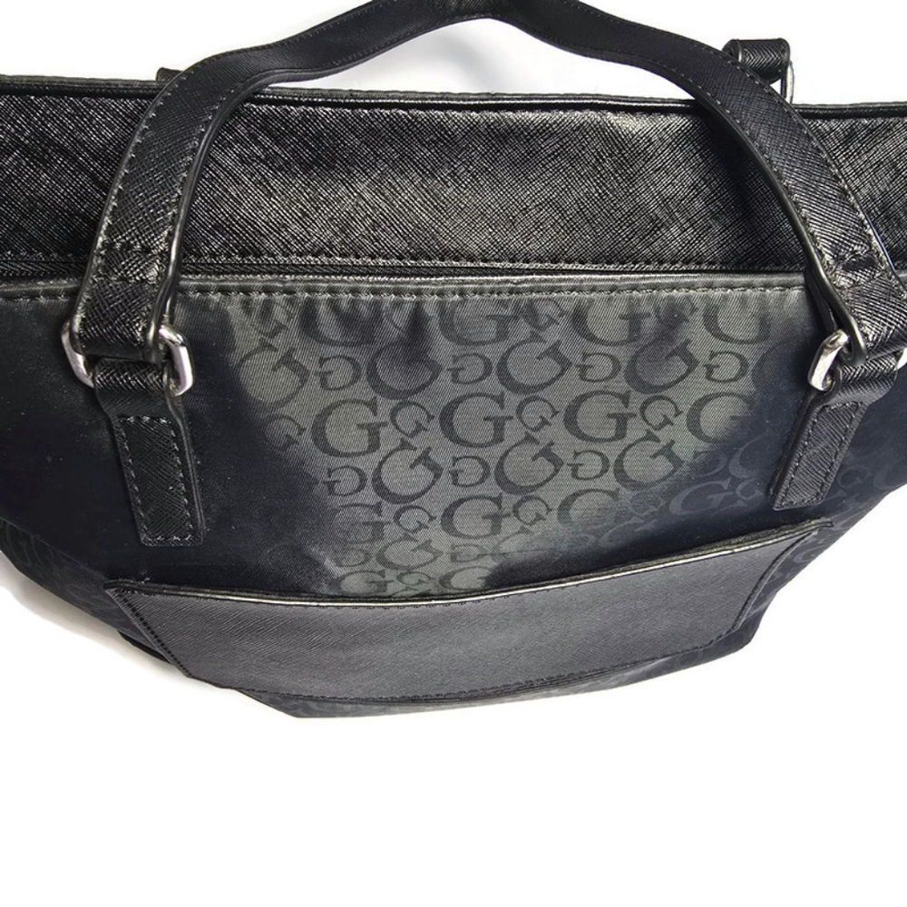 Guess Plummer Polyester Top Handle Logo Purse Bag Tote Zipper Closure - Picture 2 of 11